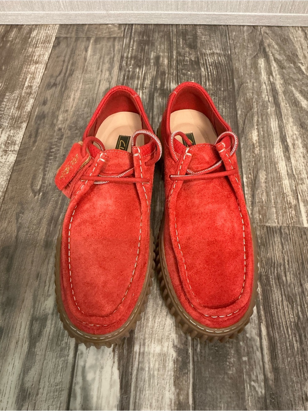 NWOB Clark’s 200 Aniversary Edition Red Suede Men's Casual Creeper Shoes Size 10 - Picture 7 of 16